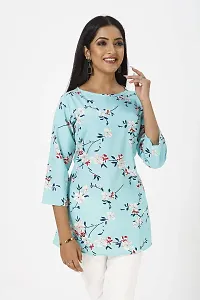 Mrutbaa Women's Casual Stylish Printed Regular Fit Crepe Top with 3/4th Sleeves-thumb2