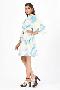 Mrutbaa Women's Wear Multi Colour Crepe Fabric 3/4 Sleeve Causal Wear Printed Dress-S-thumb2