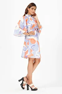Mrutbaa Women's Wear Multi Colour Crepe Fabric 3/4 Sleeve Causal Wear Printed Dress-thumb2