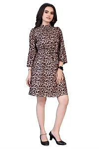 Mrutbaa Women's Wear Crepe Fabric with 3/4th Sleeve Causal Wear Printed Dress-thumb2