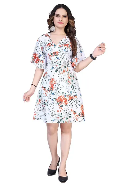 Alluring Elegant Crepe Fit And Flare Floral Dress For Women