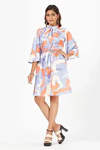 Mrutbaa Women's Wear Multi Colour Crepe Fabric 3/4 Sleeve Causal Wear Printed Dress-thumb3