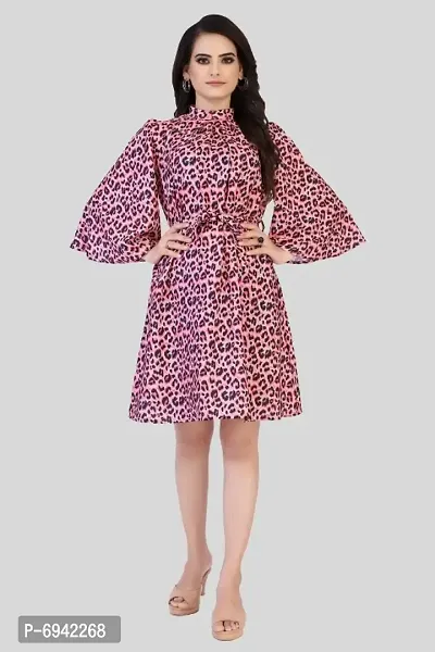 Women Fit and Flare Animal Printed Dress-thumb0