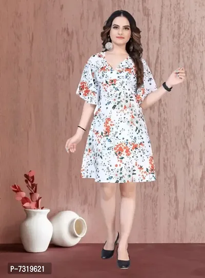 Alluring Elegant Crepe Fit And Flare Floral Printed Dress For Women