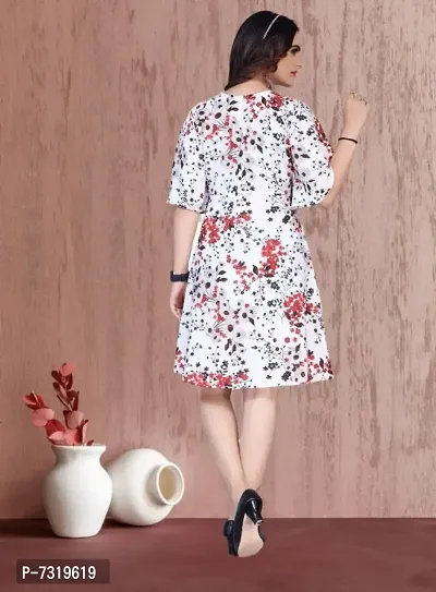 Alluring Elegant Crepe Fit And Flare Floral Printed Dress For Women-thumb2