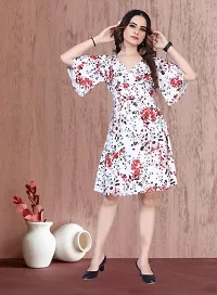 Alluring Elegant Crepe Fit And Flare Floral Printed Dress For Women-thumb4