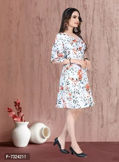 Alluring Heavy Crepe Floral Printed Fit and Flare Dresses For Women-thumb2