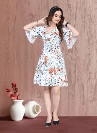 Alluring Heavy Crepe Floral Printed Fit and Flare Dresses For Women-thumb2