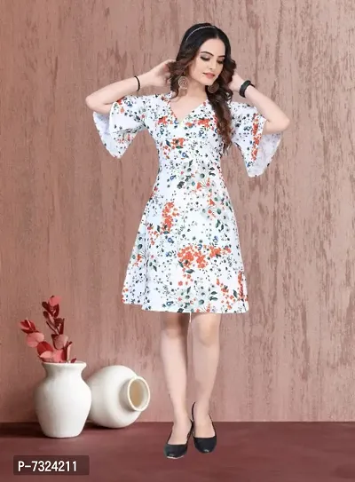 Alluring Heavy Crepe Floral Printed Fit and Flare Dresses For Women-thumb3