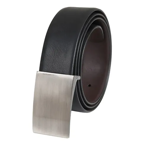 Mens Reversible Color Slide Buckle Belt Adjustable Trim to Fit (PU-198-Plate )