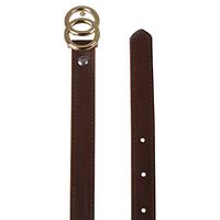 CANYON 44 Inch Double O-Ring Pin Buckle Belts for Women with Gift Box (Tan Golden Buckle)-thumb1