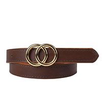 CANYON 44 Inch Double O-Ring Pin Buckle Belts for Women with Gift Box (Tan Golden Buckle)-thumb2