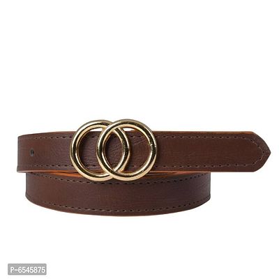 CANYON 44 Inch Double O-Ring Pin Buckle Belts for Women with Gift Box (Tan Golden Buckle)-thumb3