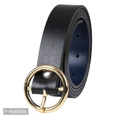 CANYON 44 Inch O-Ring Pin Buckle Belts for Women with Gift Box (Black Golden Buckle)