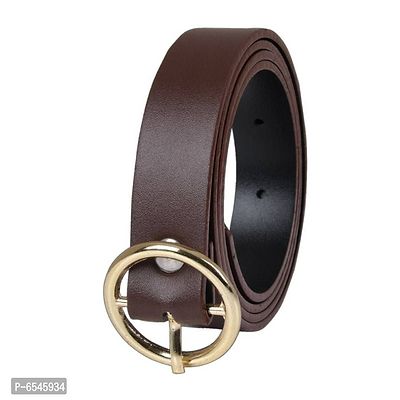 CANYON 44 Inch O-Ring Pin Buckle Belts for Women with Gift Box (Dark Brown Golden Buckle)-thumb0