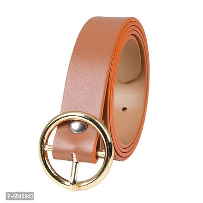 CANYON 44 Inch O-Ring Pin Buckle Belts for Women with Gift Box (Tan Golden Buckle)