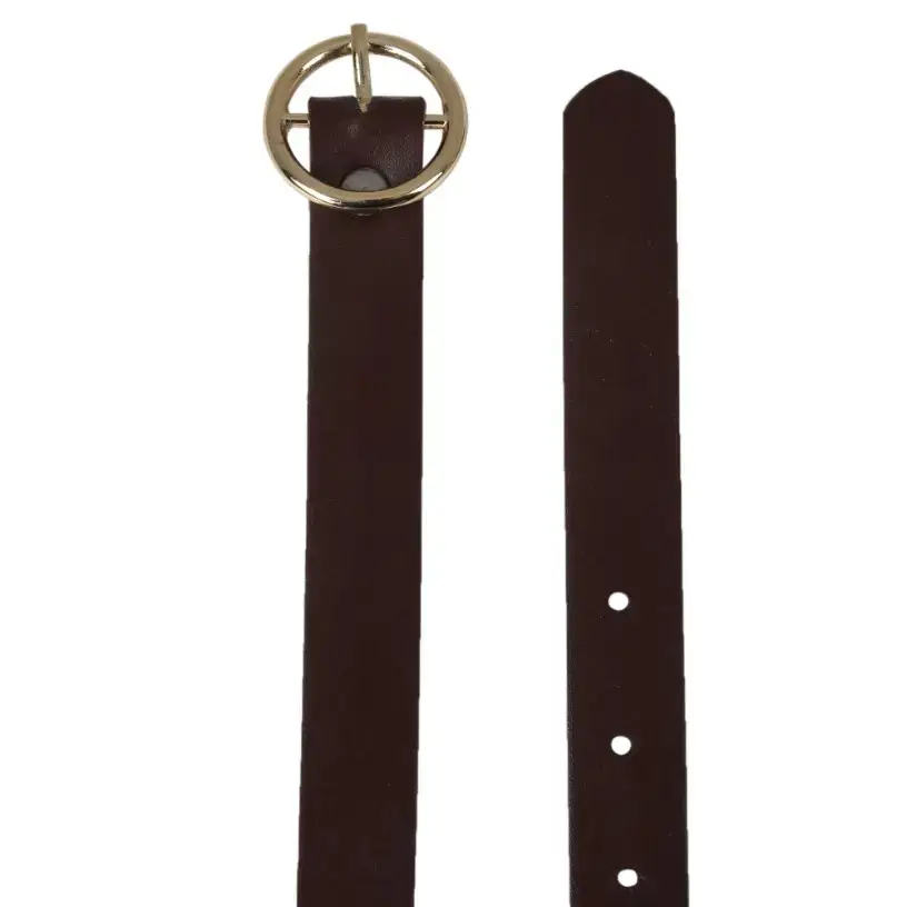 CANYON 44 Inch O-Ring Pin Buckle Belts for Women with Gift Box (Dark Brown Golden Buckle)-thumb1