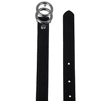 CANYON 44 Inch Double O-Ring Pin Buckle Belts for Women with Gift Box (Black Silver Buckle)-thumb1