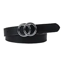 CANYON 44 Inch Double O-Ring Pin Buckle Belts for Women with Gift Box (Black Silver Buckle)-thumb2