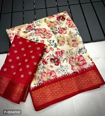 Fancy Cotton Silk Saree With Blouse Piece For Women