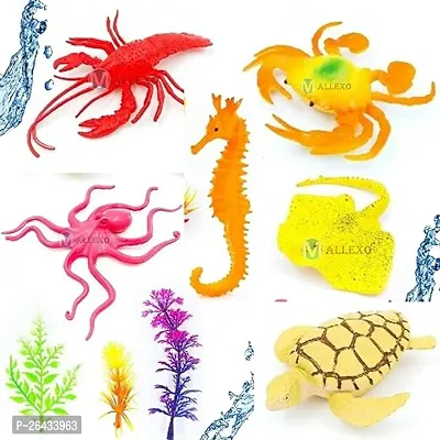 Sea Creatures Figure Animal Toys For Kids Play Safely Toys 9Pcs Aquatic Animal-thumb0