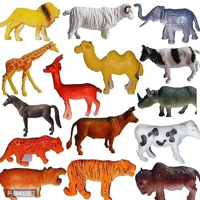Set Of 20 Pcs Combo Of Jungle Animal Toys For Kids With Farm Animal Toys-thumb0