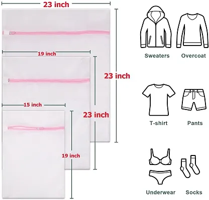 Mesh 3 Pcs Laundry Bags for Delicates with Premium Zipper, Travel