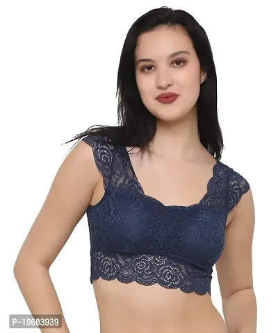 Taj Beauty Women's Nylon Blend Cotton Padded, with Removable Pads Wire Free Bralette for Girls, Daily use Bra (Navy Blue)