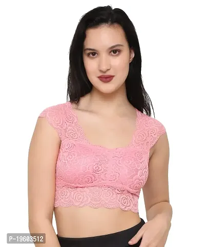 Taj Beauty Women's Nylon Blend Cotton Padded, with Removable Pads Wire Free Bralette for Girls, Daily use Bra (Baby Pink)