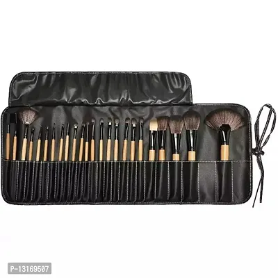 Marketech Soft Bristle Makeup Brush Set With Pu Leather Case - Black, 24 Pieces, 24 In 1 Makeup Brush Black