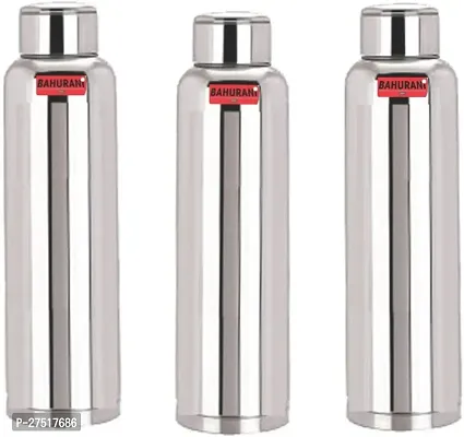 Stainless Steel Fridge Water Bottle/Refrigerator Bottle/Thunder-Set of 3, Silver