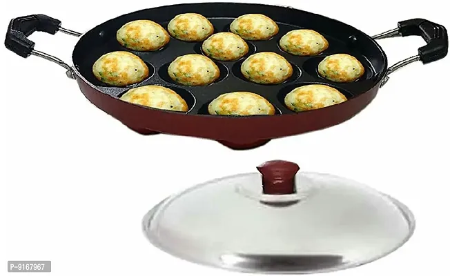 Essential Aluminium Non Stick Pack Of 1 Appam Maker With Handle Lid-thumb5
