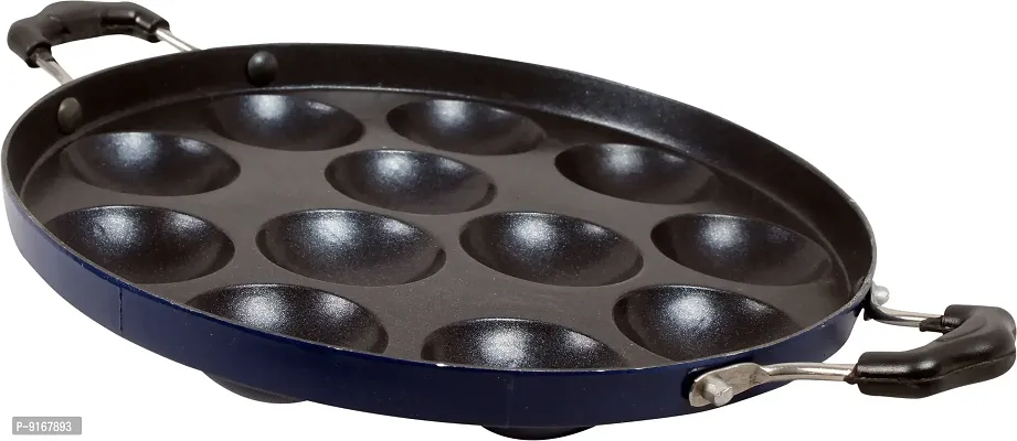 Essential Aluminium Non Stick Pack Of 1 Blue Appam Patra With Lid