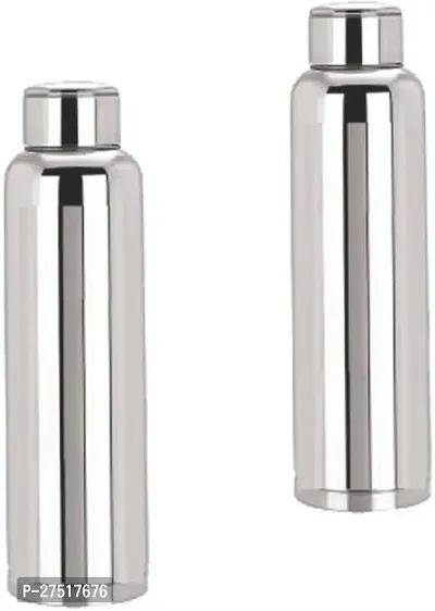 Stainless Steel Fridge Water Bottle/Refrigerator Bottle/Thunder(1000 ML) Silver-thumb2