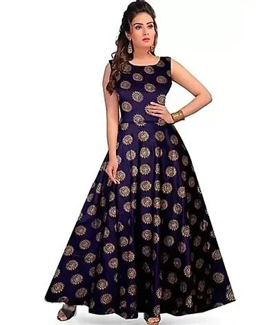 Rayon Printed Long Fancy Gown