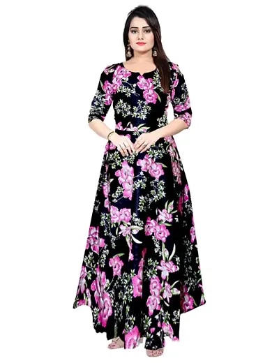 Elegant Womens Rayon Floral Printed Gown