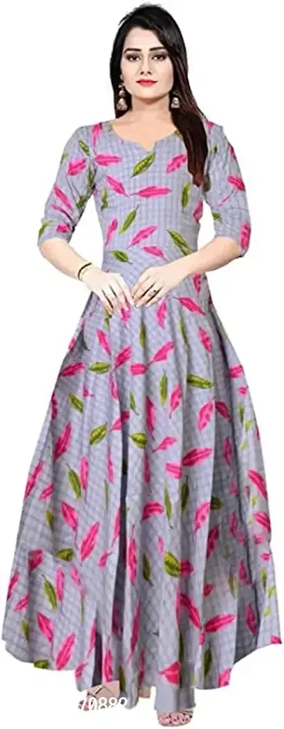 Stylish Rayon Printed Gown For Women-thumb0