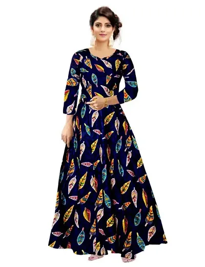 Rayon Printed Long Fancy Gown