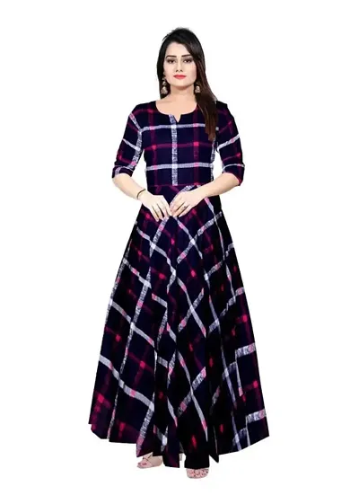 Mudrika Women Stylish Round Neck Anarkali Long Gown Kurties Dresses (Free Size Upto XXL)
