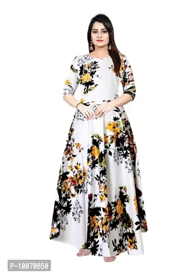 Stylish Rayon Printed Gown For Women-thumb0