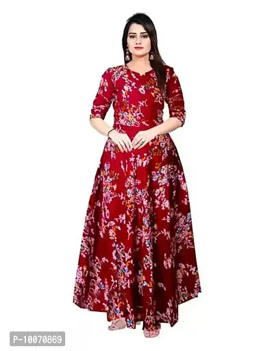 Stylish Rayon Printed Gown For Women-thumb0