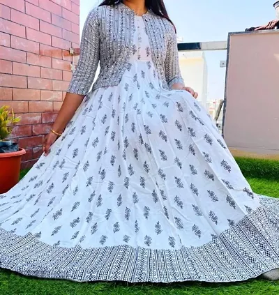 Rayon Printed Long Anarkali Gown