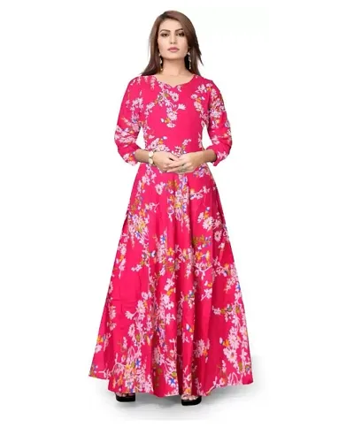 Kanika's Women Gown Kurta Rayon Maxi Long Gown Dress.