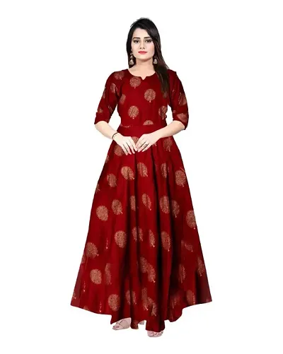 Kanika's Women Gown Kurta Rayon Maxi Long Gown Dress. (XX-Large)