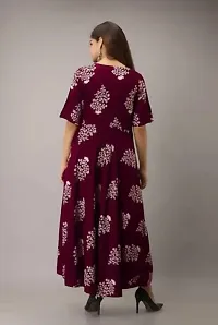 Womens Printed Full Long Gown Dress Kurti for Casual and Work wear for Women and Girls-thumb1