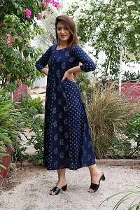 Women Printed Rayon Anarkali Kurta for women girl-thumb1