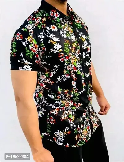 Black Rayon Printed Casual Shirts For Men-thumb0