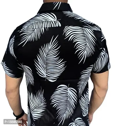 Black Rayon Printed Casual Shirts For Men-thumb2