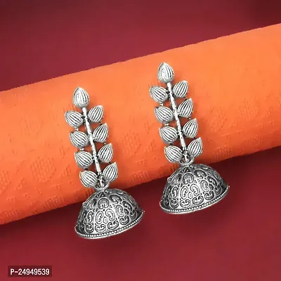 Latest Traditional Oxidized Silver Metal Jhumki Earrings for Women-thumb0