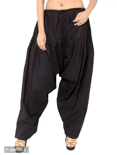 Black Solid Cotton Blend Patiala Salwar-thumb0